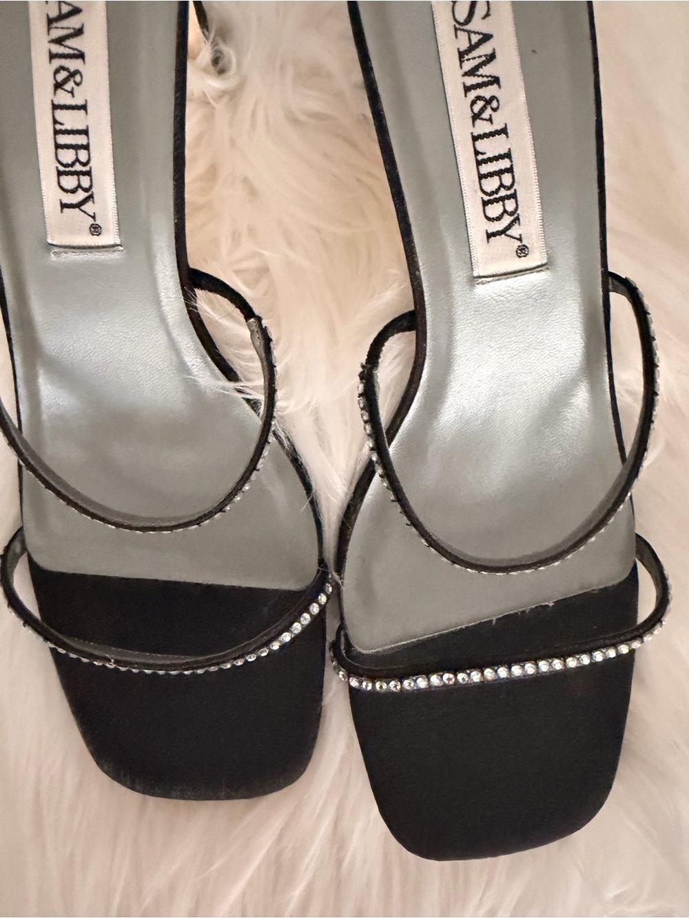 Sam & Libby Black Rhinestone-Embellished Slide Mules - Picture 9 of 10